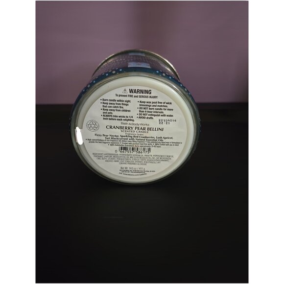 Bath & Body Works Cranberry Pear Bellini 3-Wick Candle – New - Picture 3 of 3